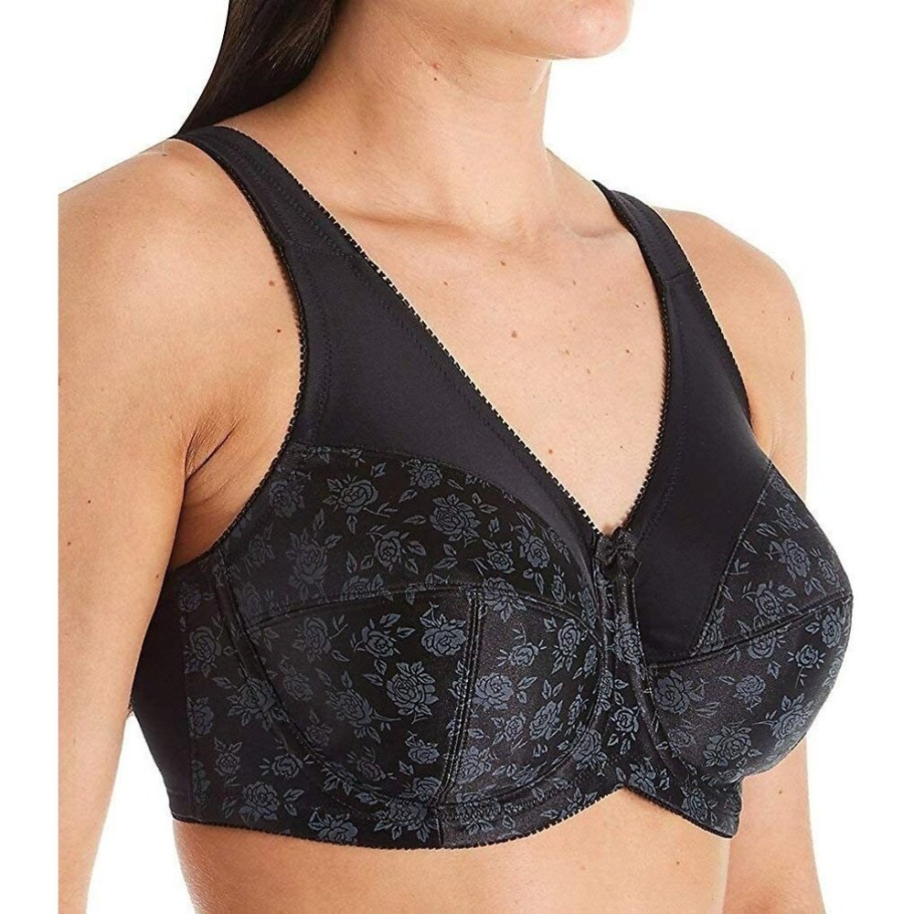 Cortland Intimates Women's Full Figure Underwire Seamed Cup Bra, Black, 40C